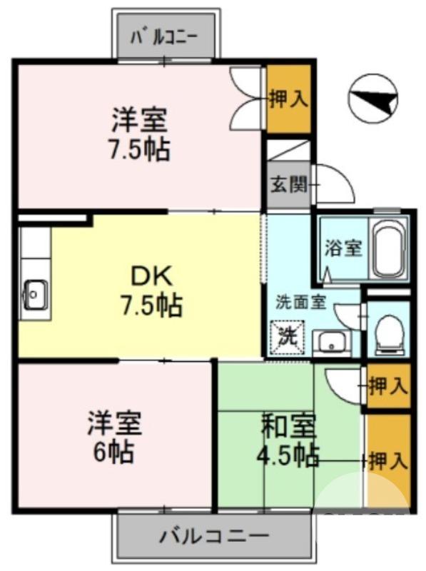 セジュール鳳(3DK/2階)の間取り写真