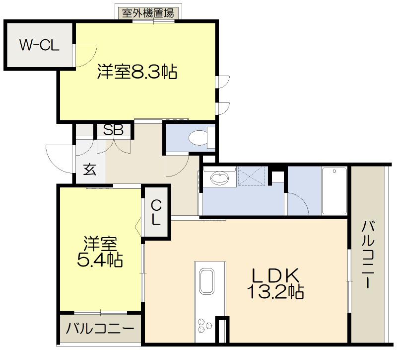 シャーメゾン ラヴィ(2LDK/2階)の間取り写真