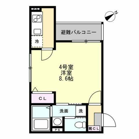 ベイルーム矢部リエート(1K/1階)の間取り写真