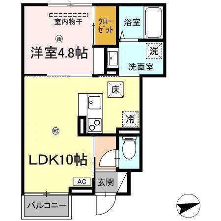 ENNE(1LDK/1階)の間取り写真