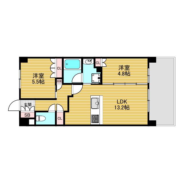 アーバンパーク淡路(2LDK/5階)の間取り写真