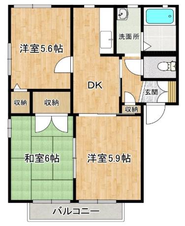 エスコート警弥郷(3DK/2階)の間取り写真
