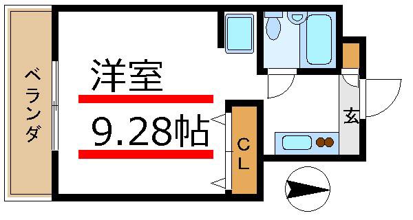サンフラッツ(ワンルーム/3階)の間取り写真