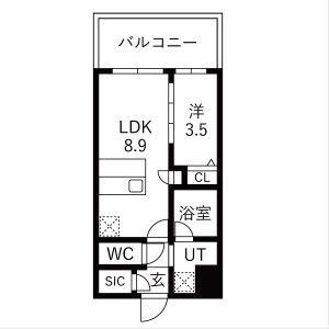 スプランディッド玉造(1LDK/3階)の間取り写真