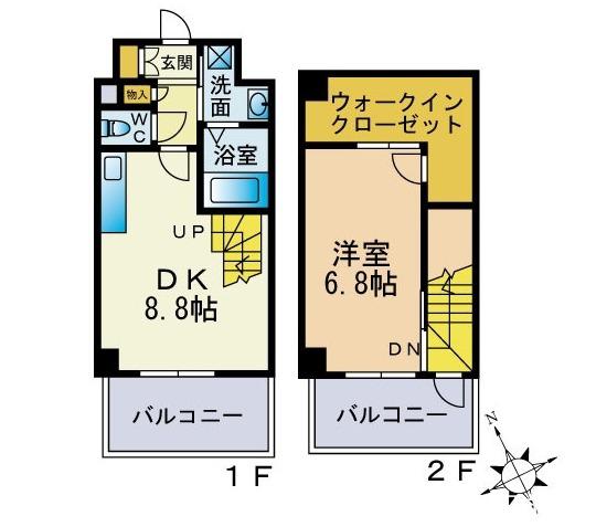 伊都久賀ビル(1LDK/3階)の間取り写真