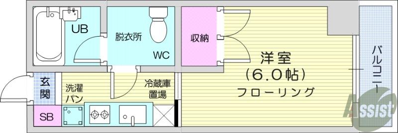 サンパレスシカマ(1K/4階)の間取り写真