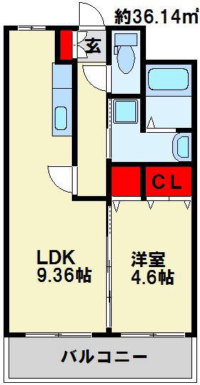 メディアパークII(1LDK/4階)の間取り写真