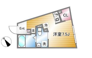GRANQUAL WAKABAYASHI(ワンルーム/2階)の間取り写真