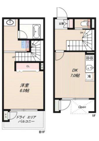 LEGALAND千石(1DK/地下階)の間取り写真