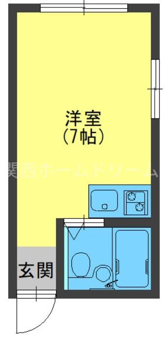 和マンション(ワンルーム/3階)の間取り写真