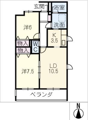 B-FLATサウス(2LDK/3階)の間取り写真