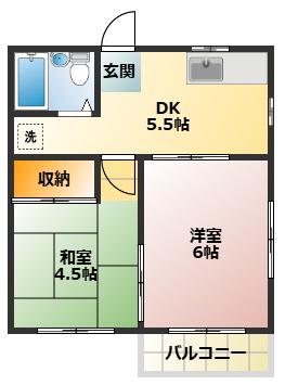 エメラルドハイム(2DK/2階)の間取り写真