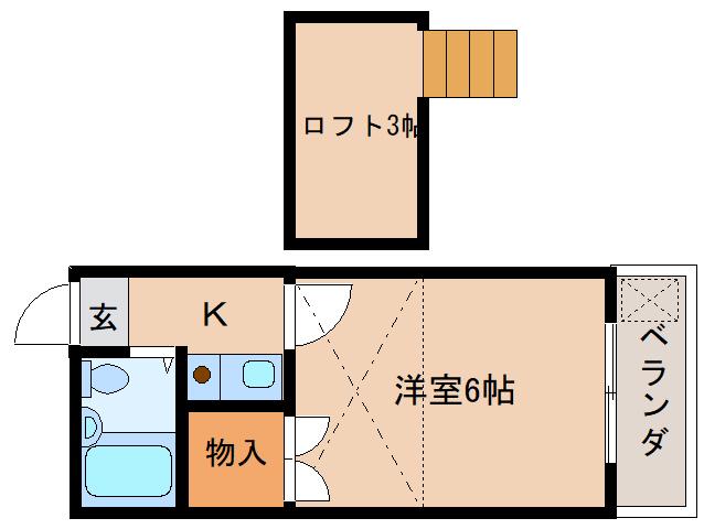 マーキュリーII(1K/2階)の間取り写真