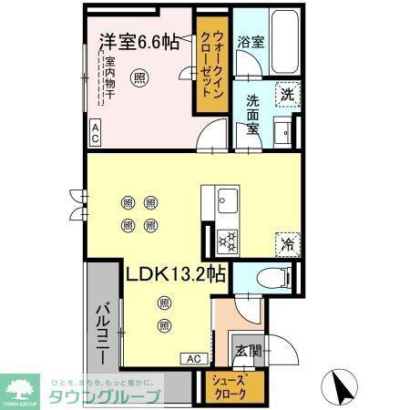 サニーサイド箱崎(1LDK/3階)の間取り写真