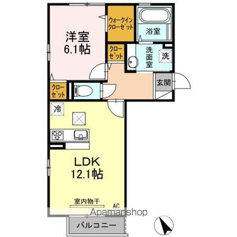 ソシアメゾン坂元(1LDK/1階)の間取り写真