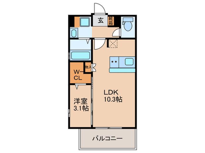 ブラン・スタイル博多314(1LDK/9階)の間取り写真