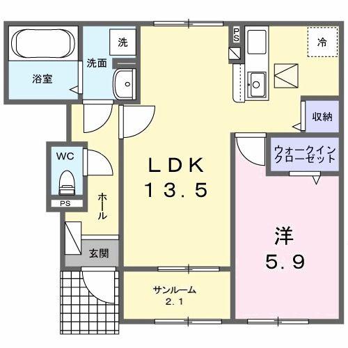 フォックス ゲート S(1LDK/1階)の間取り写真