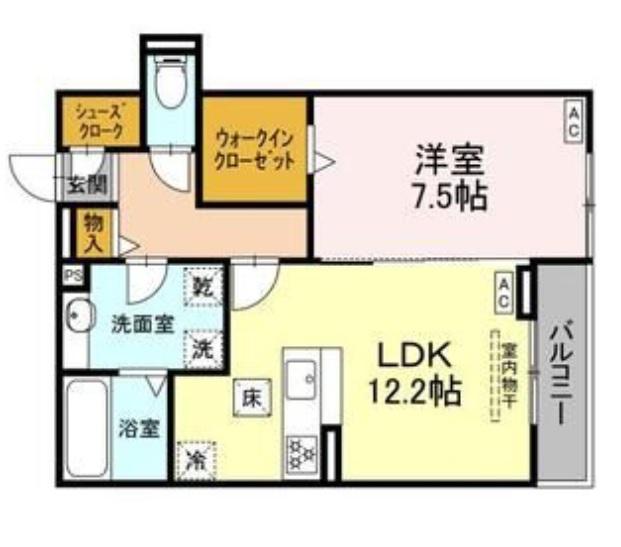 ルヴィータ広瀬(1LDK/1階)の間取り写真