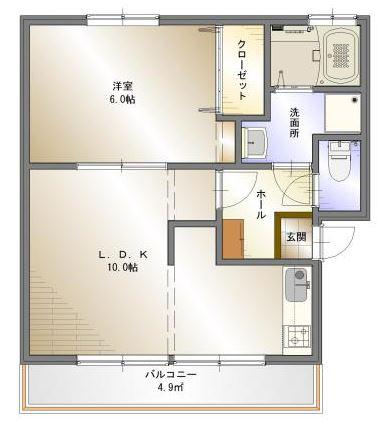 サンパークハイツ(1LDK/1階)の間取り写真