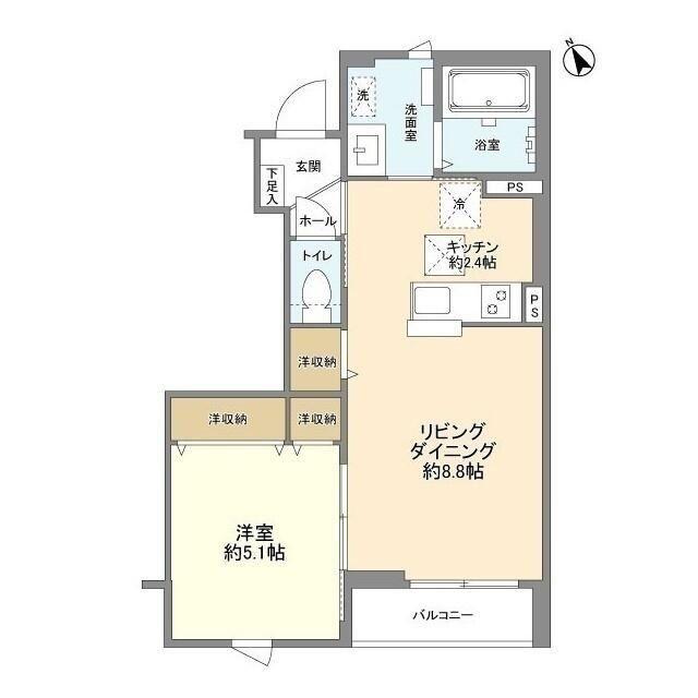 スペクタス55(1LDK/1階)の間取り写真