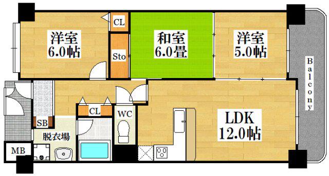 サングレールキャステージ(3LDK/1階)の間取り写真