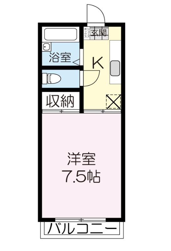 アメニティ旭ヶ丘(1K/2階)の間取り写真