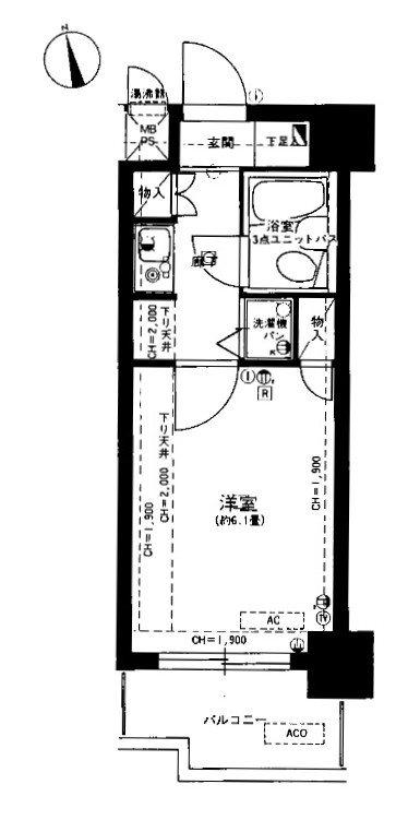 ライオンズマンション東墨田(1K/3階)の間取り写真