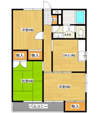 パークシティI(3DK/1階)の間取り写真