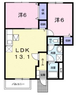 グランベリ-A(2LDK/1階)の間取り写真