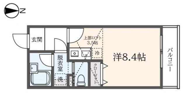 横浜野毛山フラット(ワンルーム/2階)の間取り写真