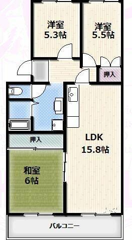 ファミール八王子1号棟(3LDK/3階)の間取り写真