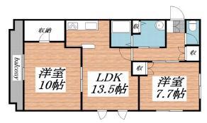 グランヴェール飛鳥(2LDK/1階)の間取り写真
