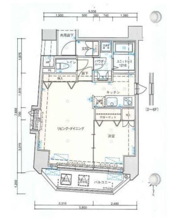 バージュアル新御徒町(1LDK/5階)の間取り写真