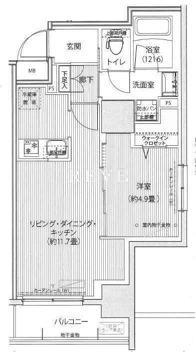 グランフォークス神田イーストタワー(1LDK/11階)の間取り写真