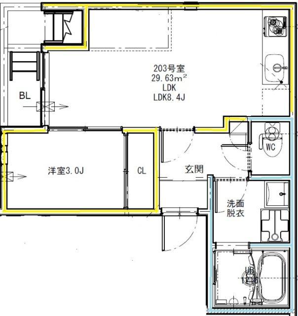 GRANDTIC九品寺(1LDK/2階)の間取り写真