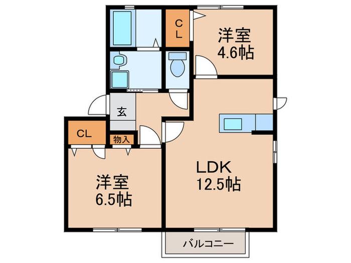 ラ・プランタン(2LDK/2階)の間取り写真