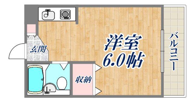 仁川ロイヤルハイツ(ワンルーム/1階)の間取り写真
