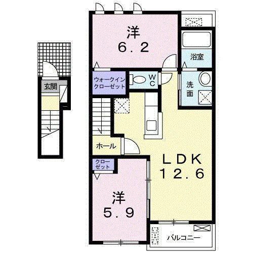 メゾン・ド・アンジュ A(2LDK/2階)の間取り写真