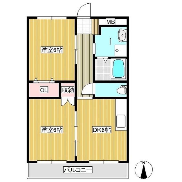 カレント江見II(2DK/2階)の間取り写真