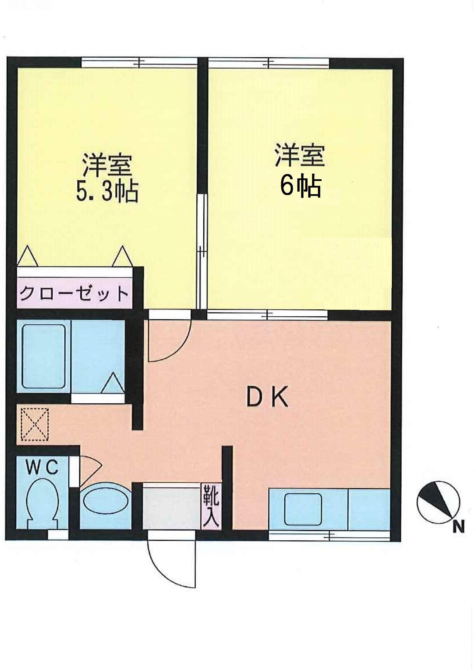 エステートピア戸塚(2DK/2階)の間取り写真