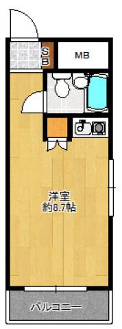 豊国スカイマンション国分(ワンルーム/2階)の間取り写真