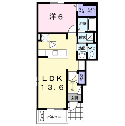 フルーツパーク富里館B(1LDK/1階)の間取り写真
