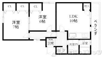 サニーサイドベテル(2LDK/3階)の間取り写真