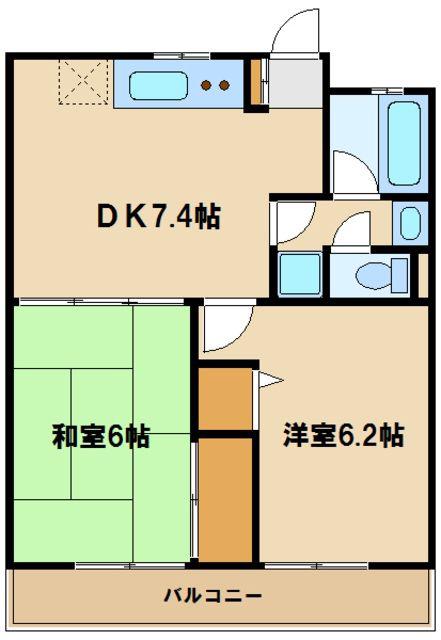 深大寺グリーンハイツ(2DK/3階)の間取り写真