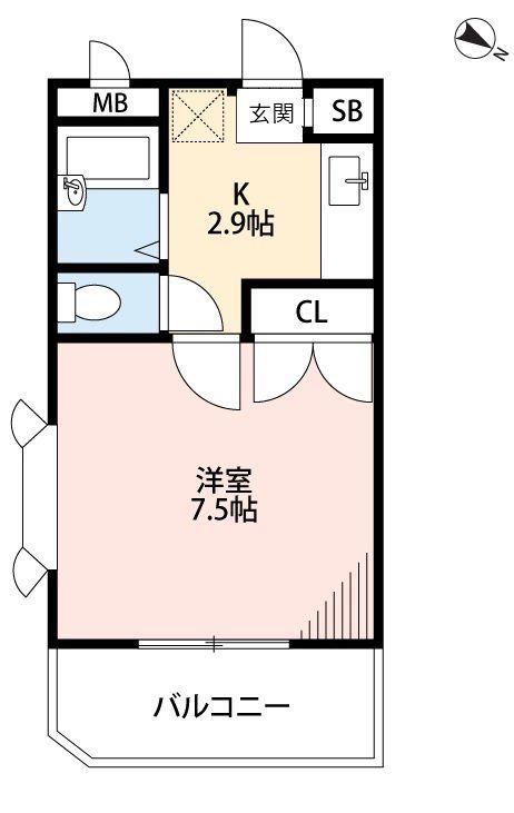イレブン東所沢(1K/4階)の間取り写真