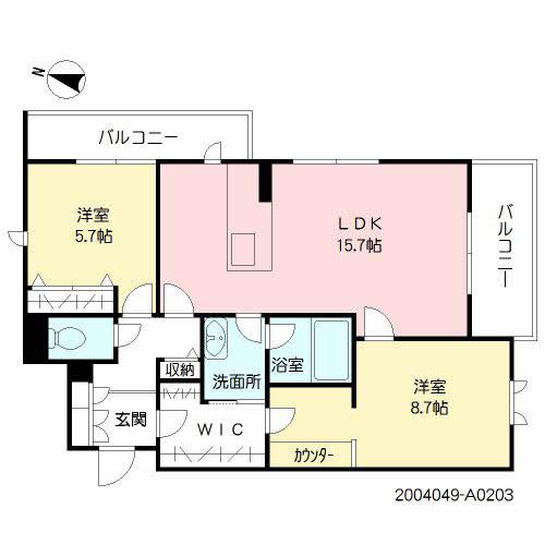 BEREO大江(2LDK/2階)の間取り写真