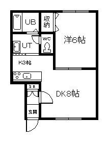 ヴァンクレールA(1LDK/1階)の間取り写真