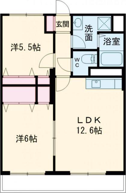 ボアソルテII(2LDK/2階)の間取り写真