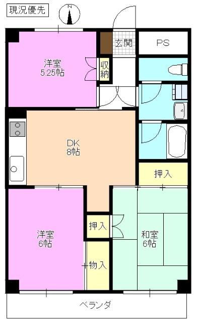 イワマアメニー(3DK/1階)の間取り写真