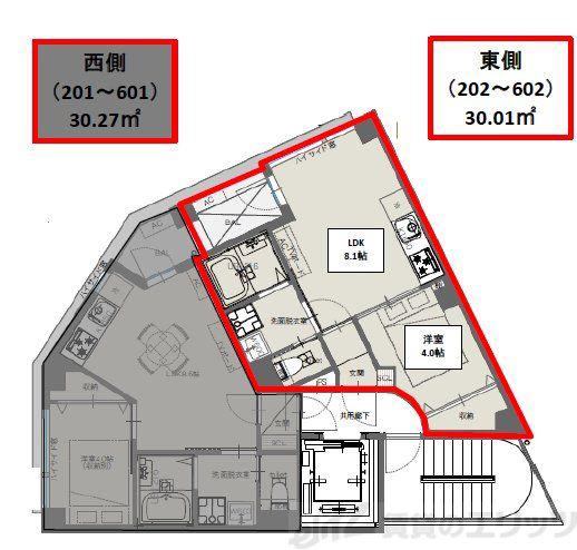 LUXE梅田西(1LDK/6階)の間取り写真
